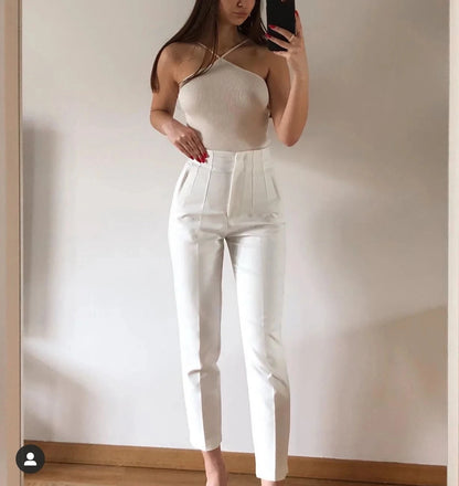 High-Waist Casual Office Pants