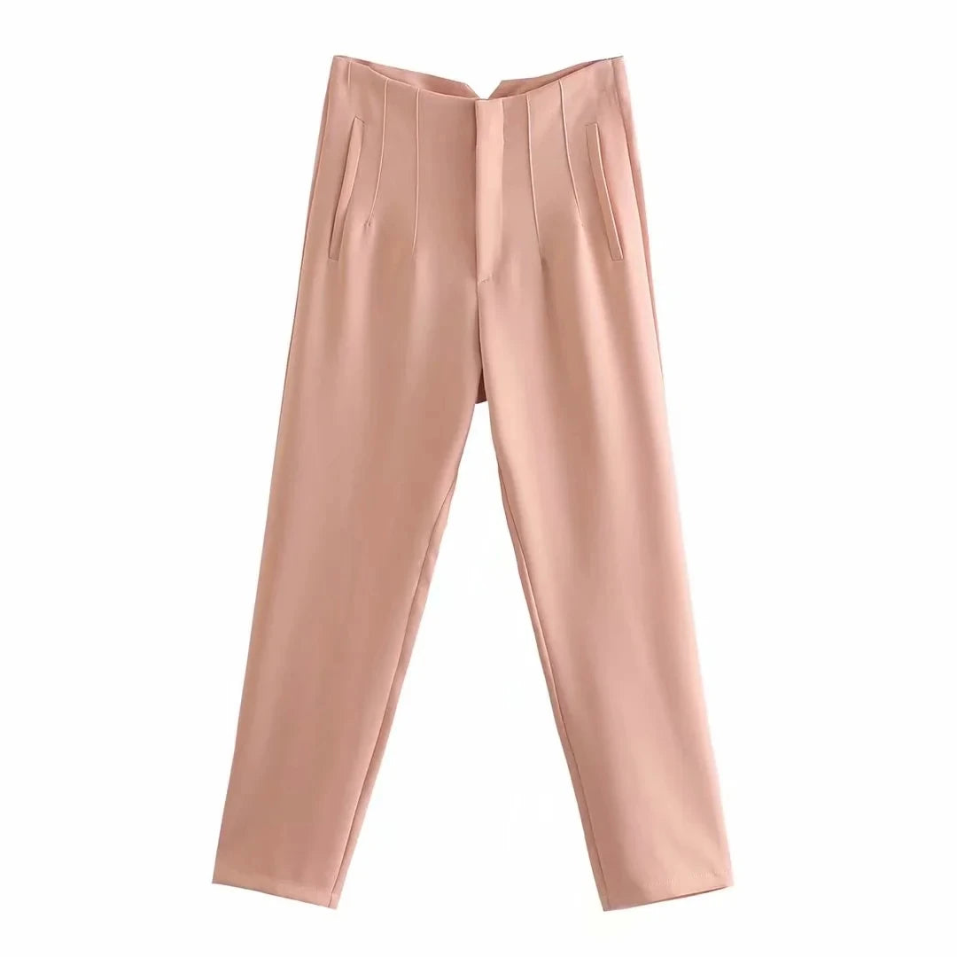 High-Waist Casual Office Pants