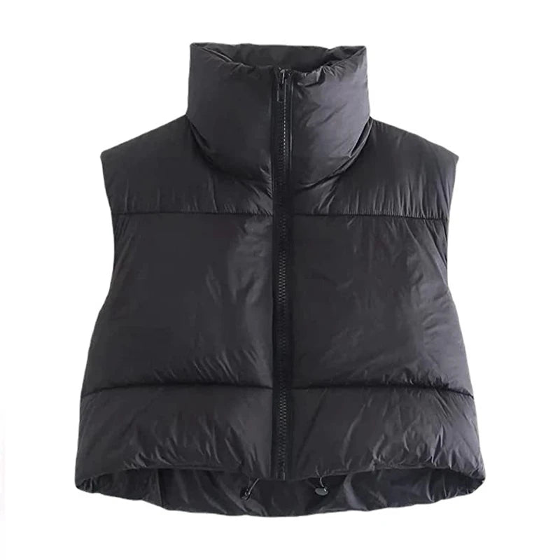 Women's Quilted Down Vest - Stand Collar