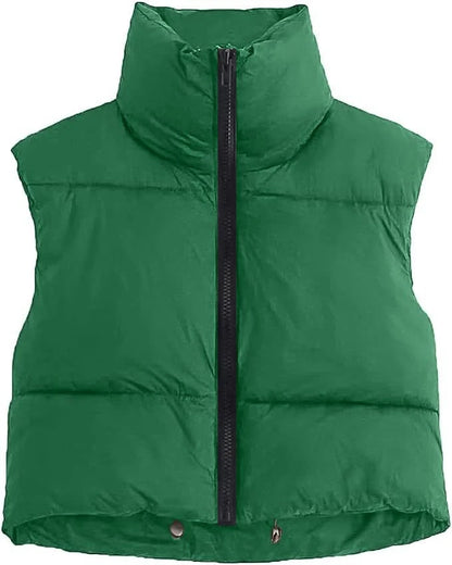 Women's Quilted Down Vest - Stand Collar