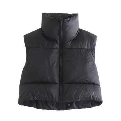 Women's Quilted Down Vest - Stand Collar