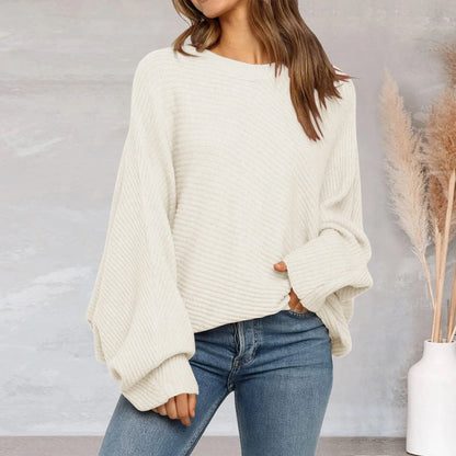 Women's Lantern Sleeve Knit Sweater – Y2K Crochet Pullover